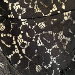 White House Black Market black lace dress with champagne lining.